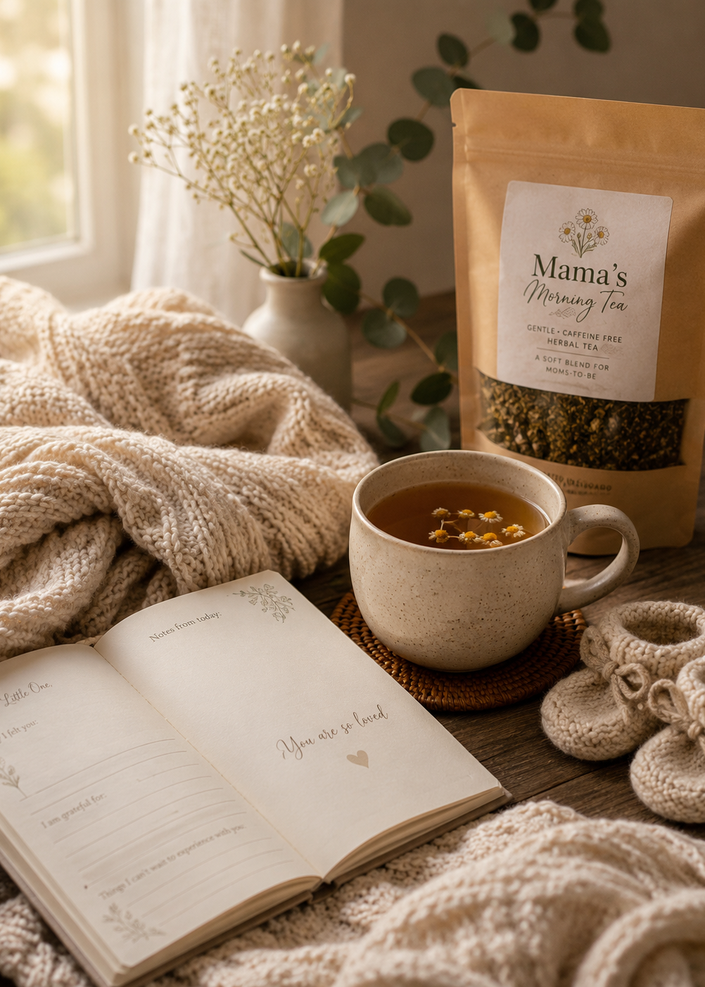 Mama's Morning Tea: Gentle Caffeine-Free Herbal Tea. Chamomile, Lemon Balm & Ginger - Thoughtful Gift for Moms-to-Be