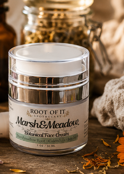 Marsh & Meadow Botanical Face Cream: Marshmallow Root, Calendula & Jojoba. Lightweight Daily Moisturizer