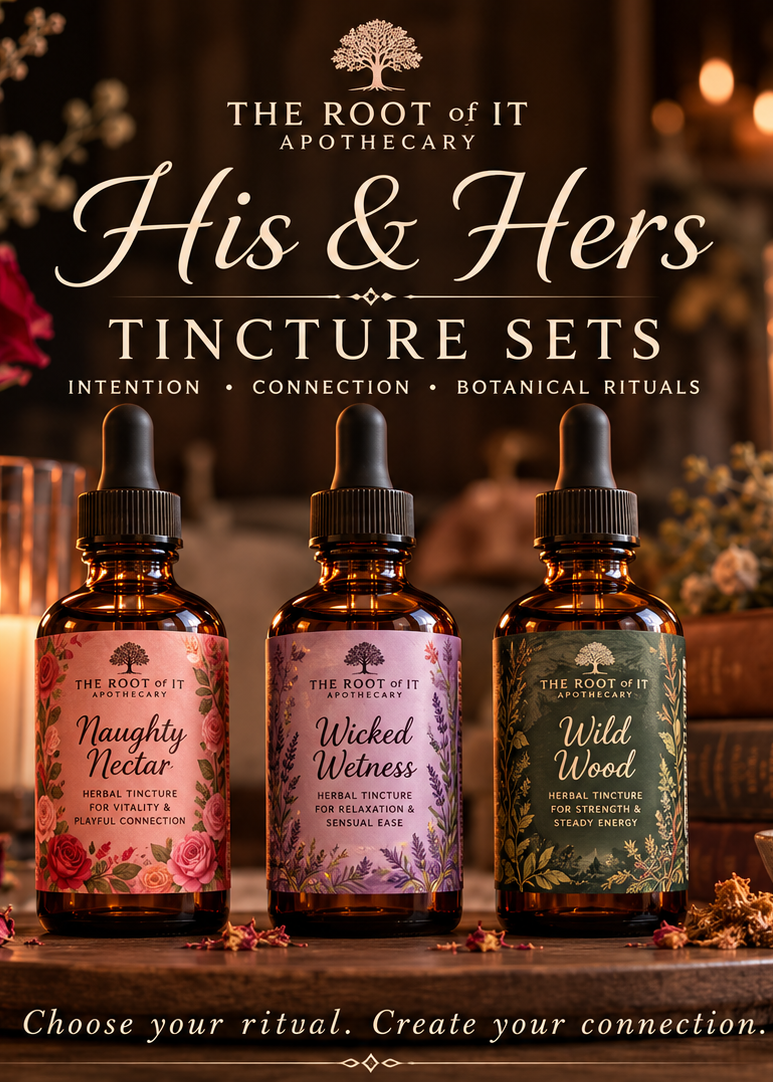 His & Hers Herbal Tincture Gift Set: Naughty Nectar, Wicked Wetness & Wild Wood. Couples Bundle for Date Night & Anniversary