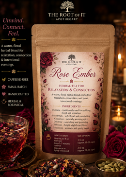 Rose Ember: Damiana Herbal Tea for Relaxation, Sensual Connection & Cozy Evenings