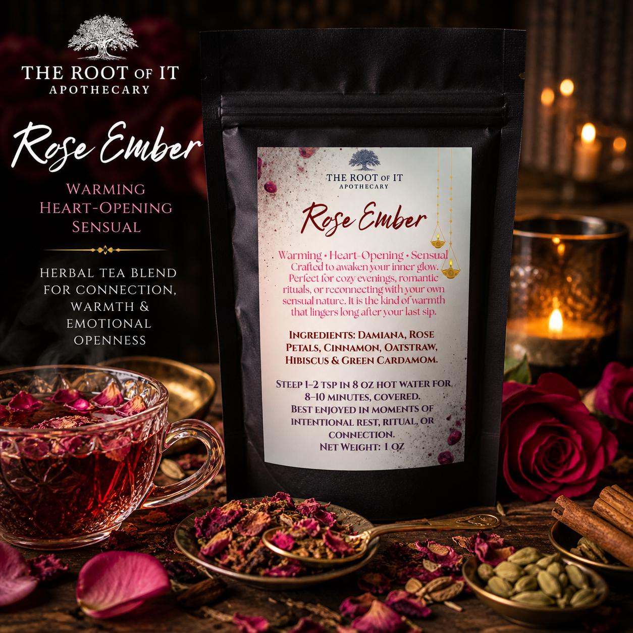 Rose Tea for Relaxation & Connection | Damiana Herbal Tea Blend | Caffeine Free Floral Tea | Cozy Self Care Tea Gift