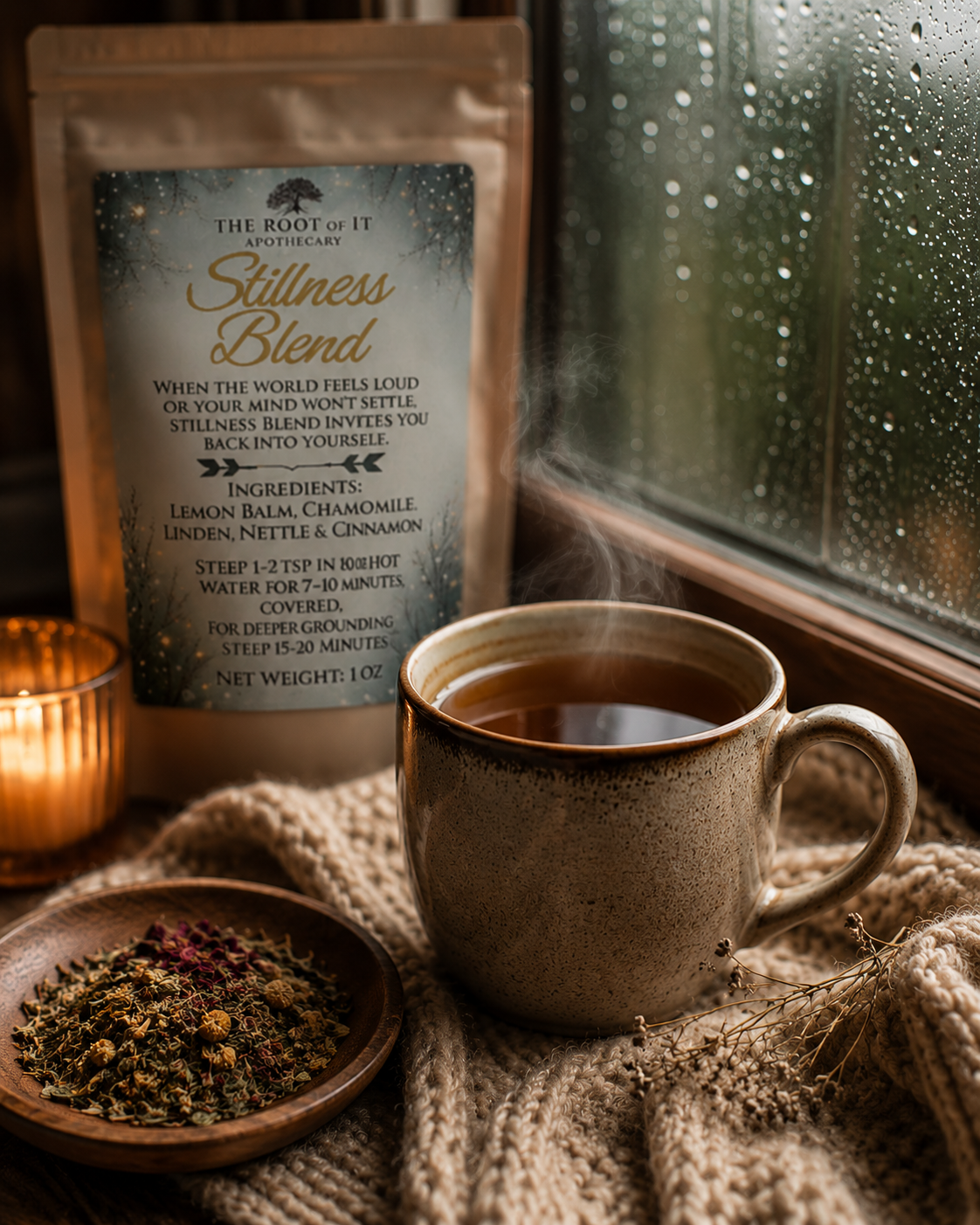 Stillness Blend: Grounding Caffeine-Free Herbal Tea for Relaxation, Calm & Emotional Balance
