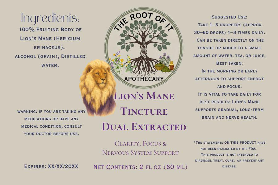 Lion’s Mane Mushroom Tincture | Organic Dual Extract | Daily Clarity & Wellness Ritual