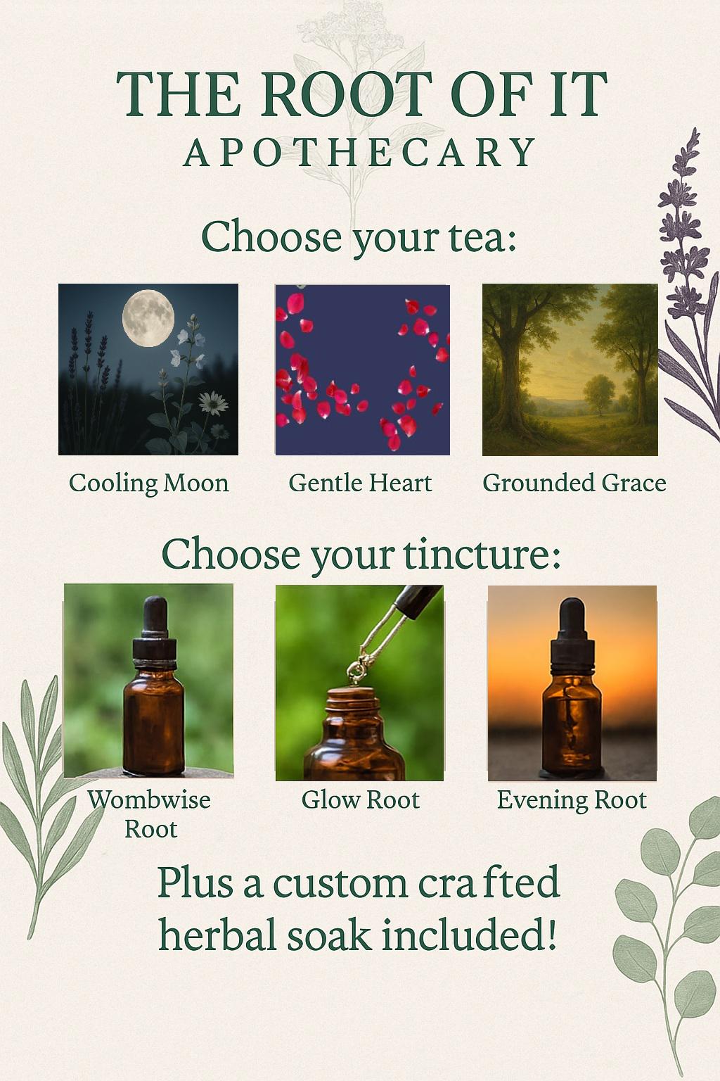 Menopause Wellness Gift Set: Custom Herbal Tea, Tincture & Soak