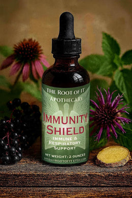 Immune Shield Elixir | Elderberry, Echinacea & Reishi Herbal Tincture | Seasonal Wellness Blend