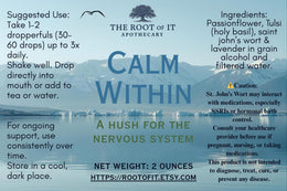 Calm Within | Herbal Blend for Grounding | Botanical Tincture | Daily Ritual Drops
