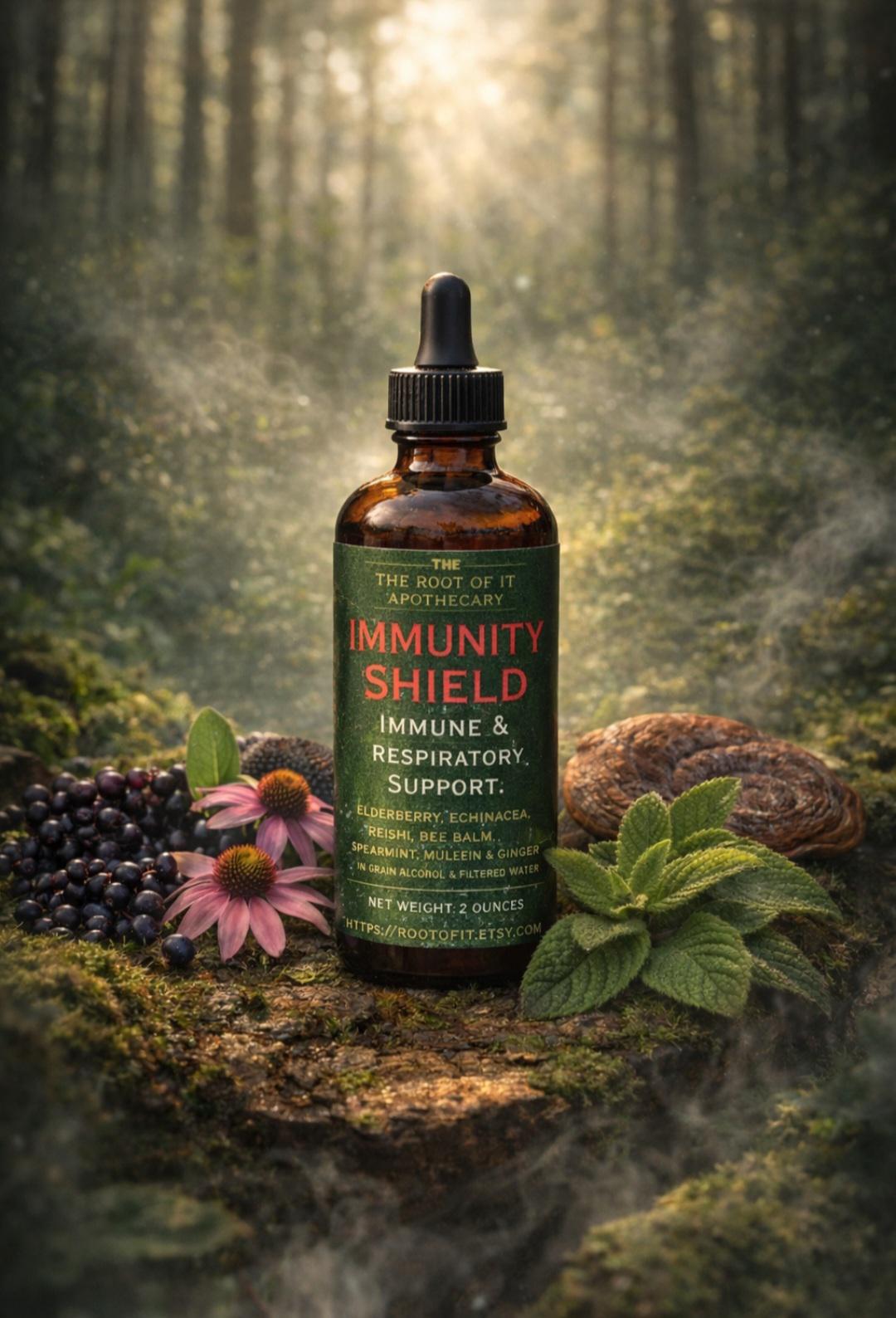 Immune Shield Elixir | Elderberry, Echinacea & Reishi Herbal Tincture | Seasonal Wellness Blend