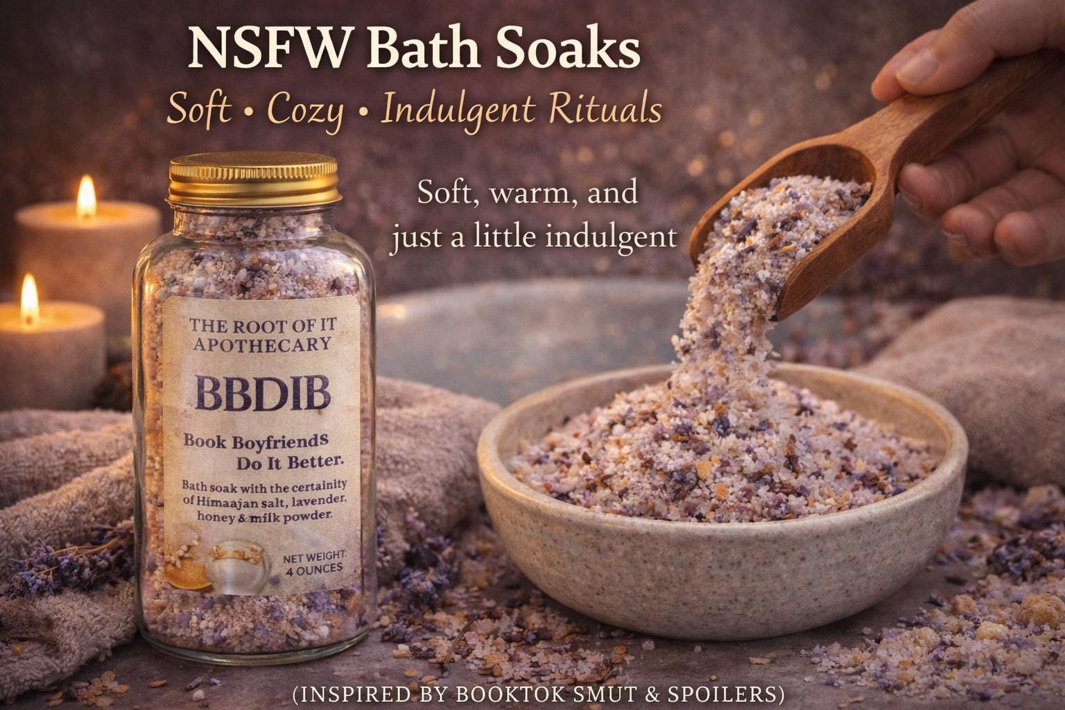 BookTok Bath Soaks NSFW | Naughty Acronym Collection | Romance Trope Self Care Gift | Spicy Reader Gift Set