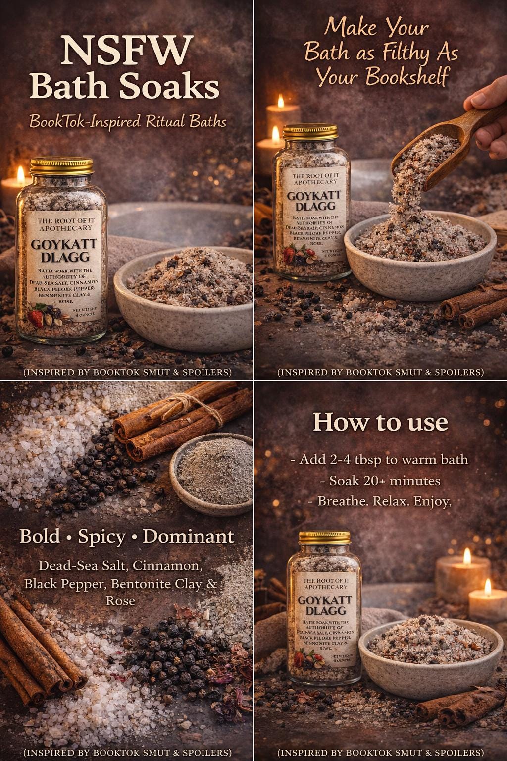 BookTok Bath Soaks NSFW | Naughty Acronym Collection | Romance Trope Self Care Gift | Spicy Reader Gift Set