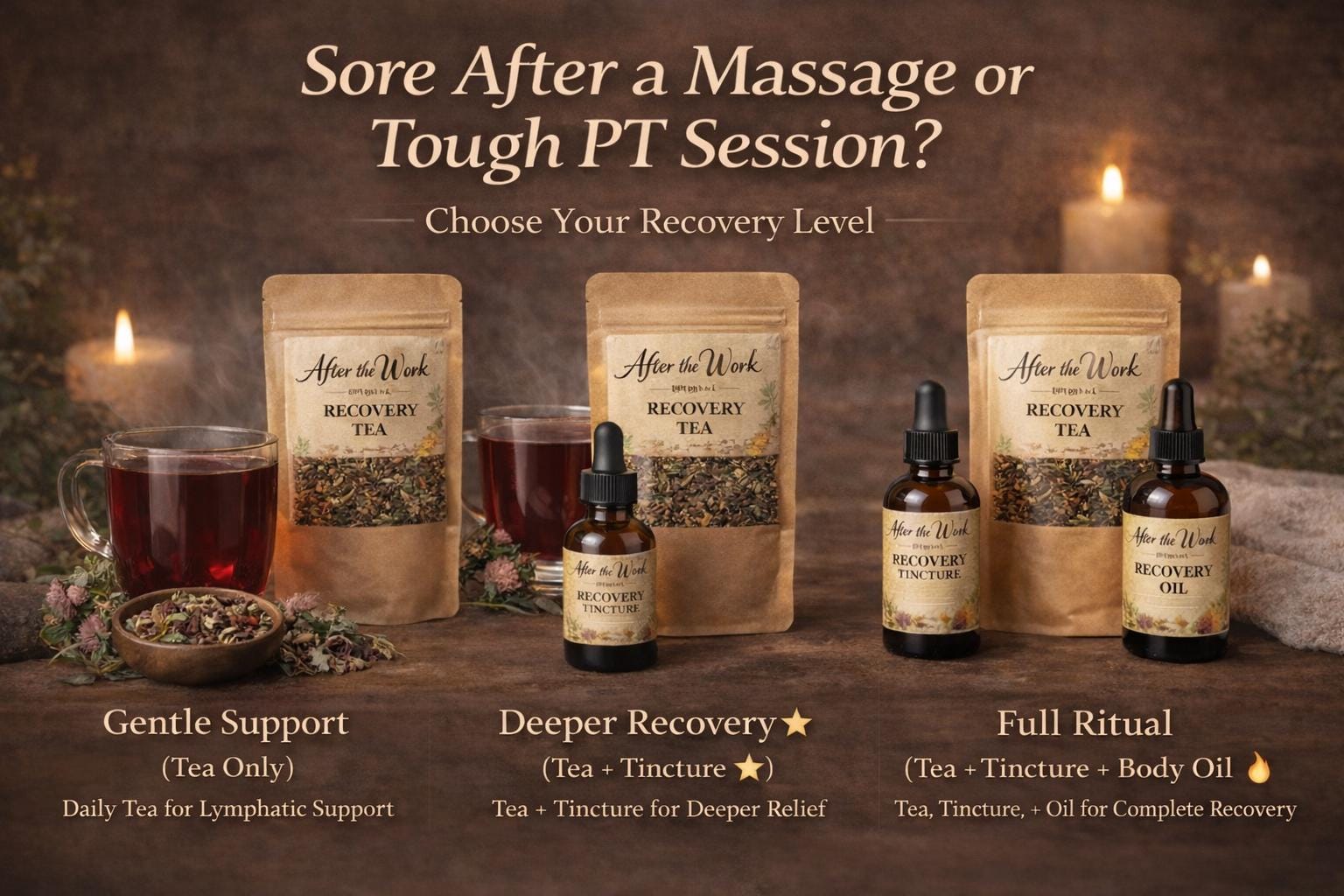 Sore Muscle Recovery Kit | Herbal Support After Massage, Bodywork & Physical Therapy