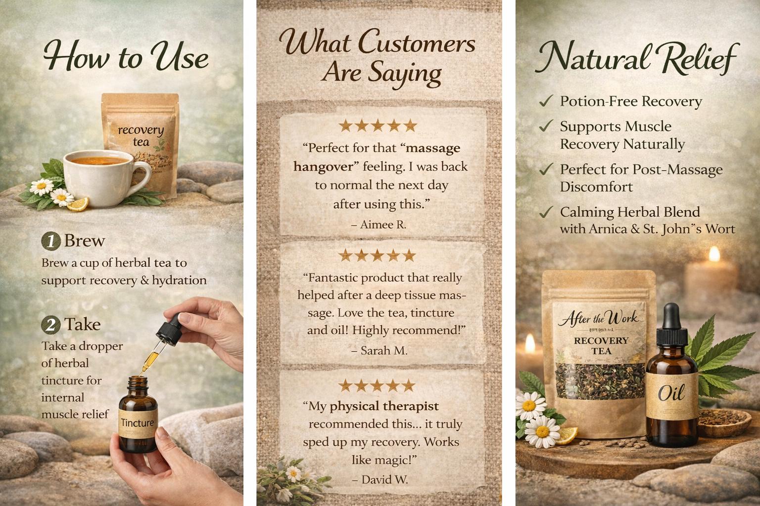 Sore Muscle Recovery Kit | Herbal Support After Massage, Bodywork & Physical Therapy