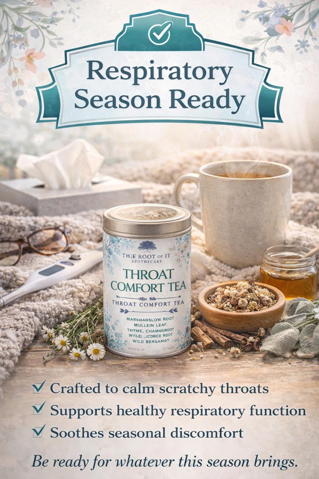 Throat Comfort Herbal Tea – Soothing Marshmallow Mullein Blend