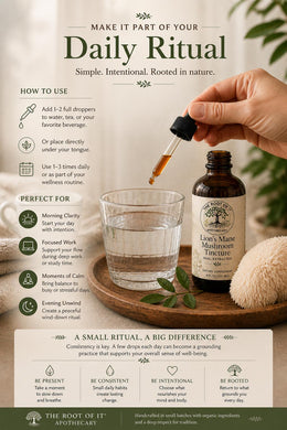 Lion’s Mane Mushroom Tincture | Organic Dual Extract | Daily Clarity & Wellness Ritual
