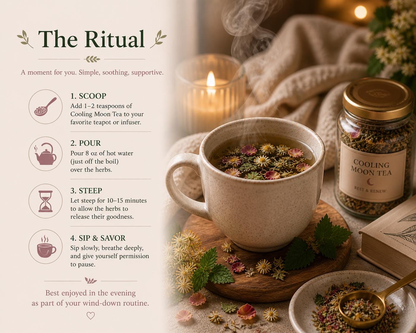 Cooling & Calming Tea Blend | Botanical Wellness Tea for Rest and Balance