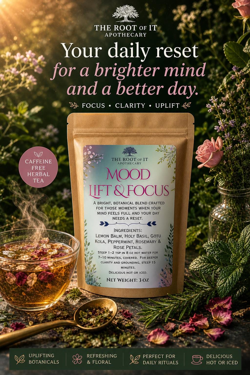 Focus Herbal Tea | Bright Botanical & Caffeine-Free Blend