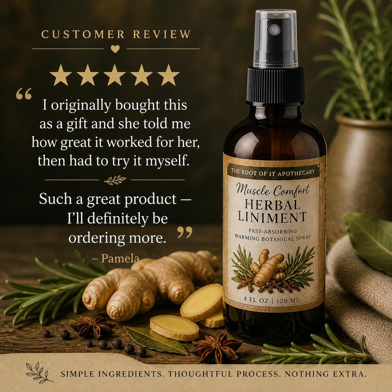 Fast-Absorbing Herbal Liniment | Warming and Penetration Botanical Body Spray | Clove, Ginger & Rosemary