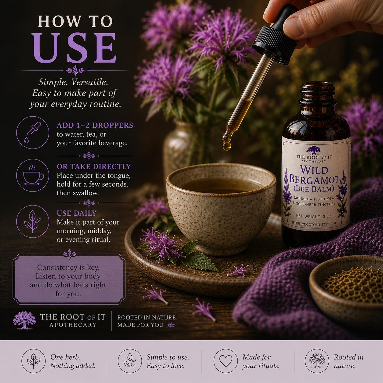 Wild Bergamot Tincture (Bee Balm) | Monarda Fistulosa | Single Herb & Small Batch Botanical Extract