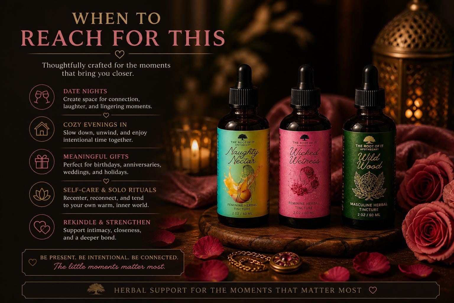 His & Hers Tincture Sets | Naughty Nectar, Wicked Wetness and Wild Wood | Herbal Couples Gift Bundle for Date Night or Anniversary Gift