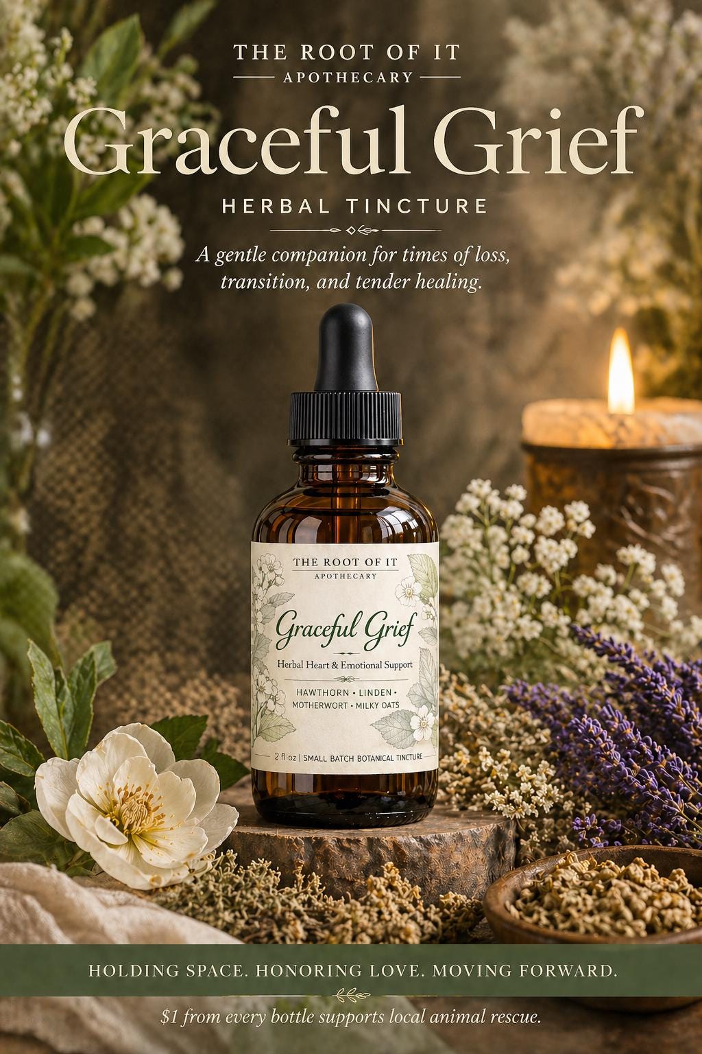 Graceful Grief | Herbal Tincture for Times of Loss & Transition | Heart-Centered Ritual Blend