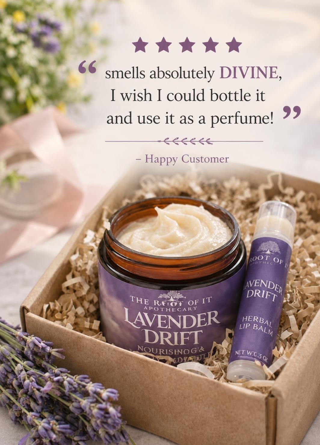 Lavender & Peppermint Herbal Body Butter • Ultra-Rich and Natural Moisturizer