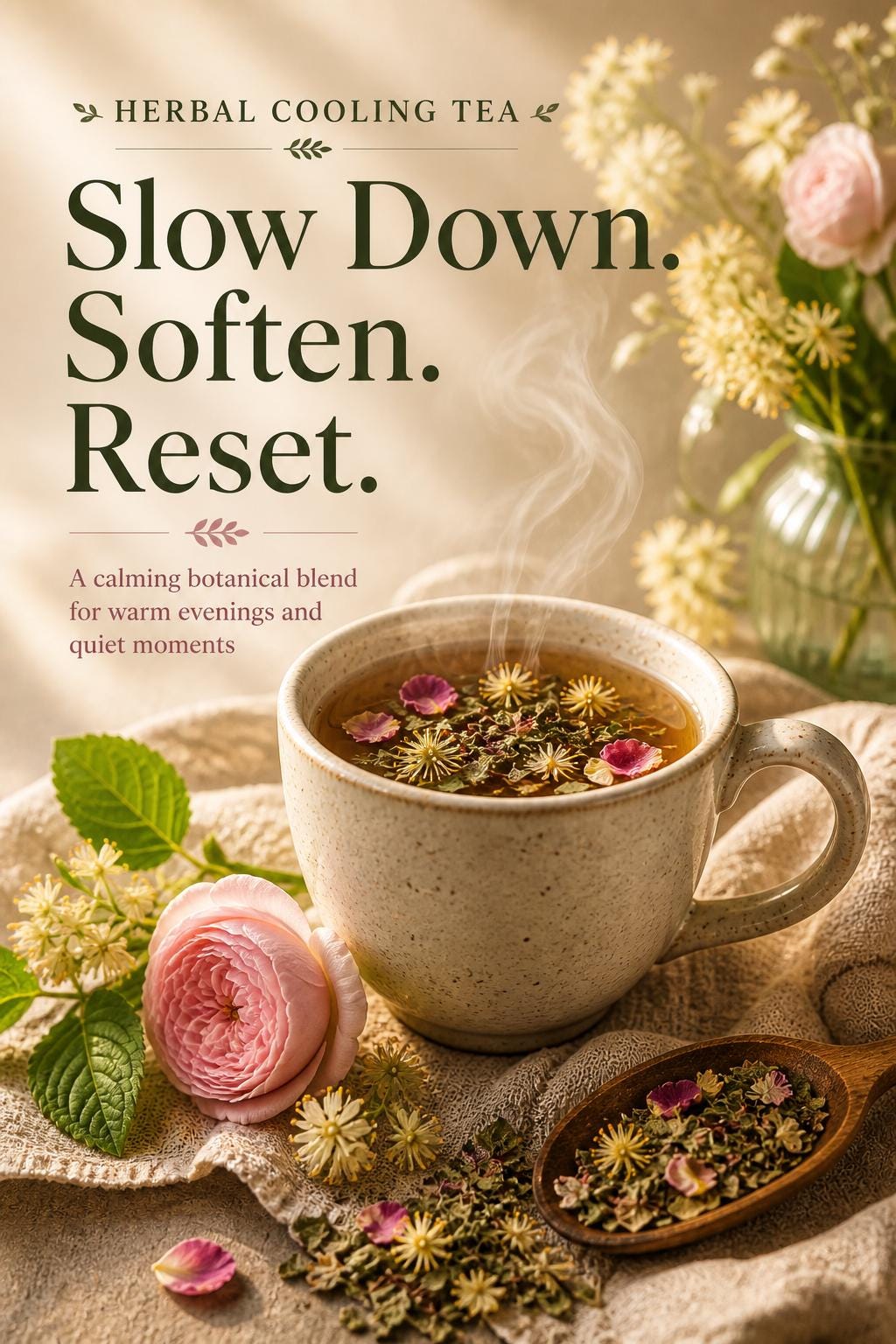 Cooling & Calming Tea Blend | Botanical Wellness Tea for Rest and Balance