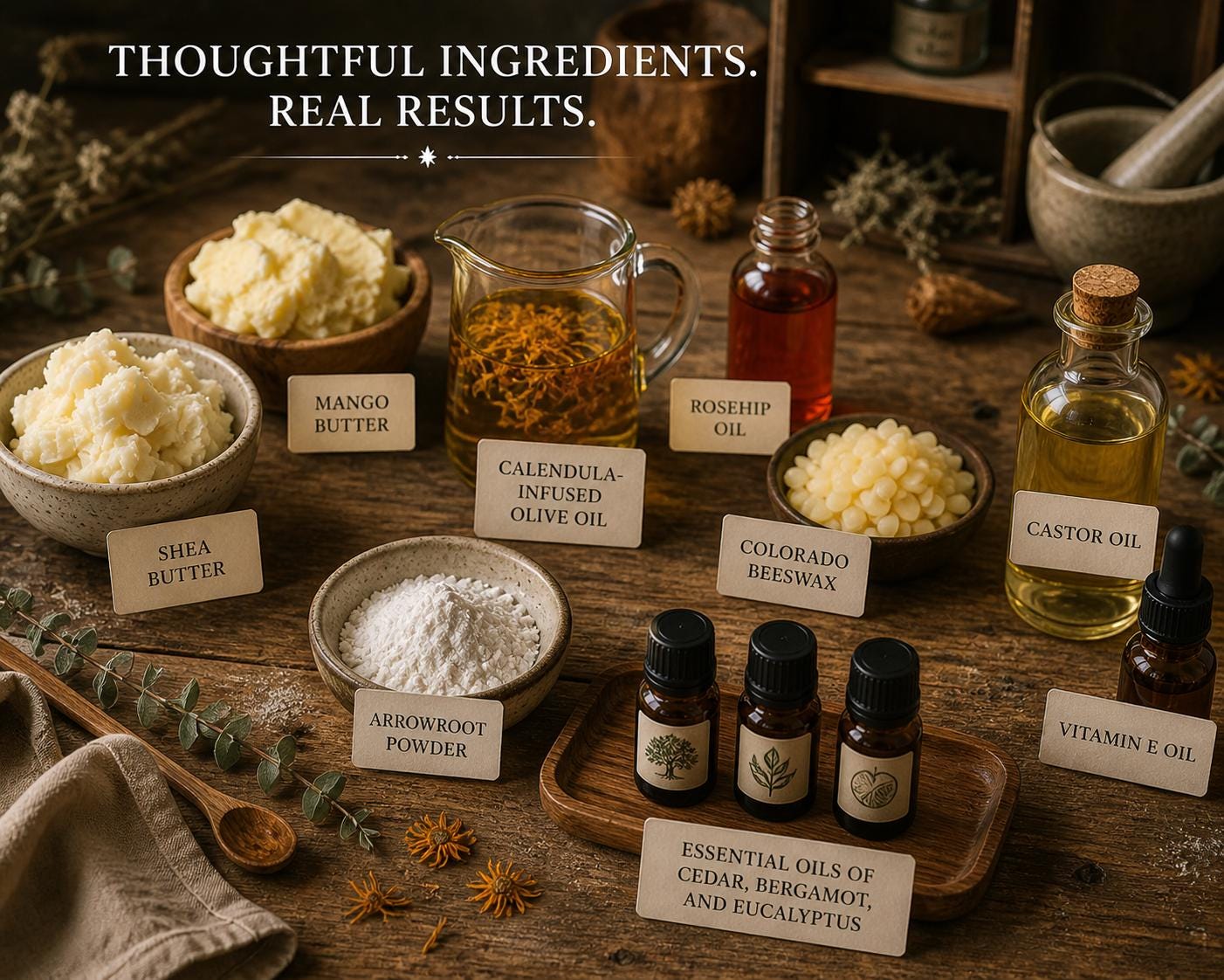 Mountain Air Whipped Shea Body Butter | Cedarwood Herbal Skin Care (Small Batch)