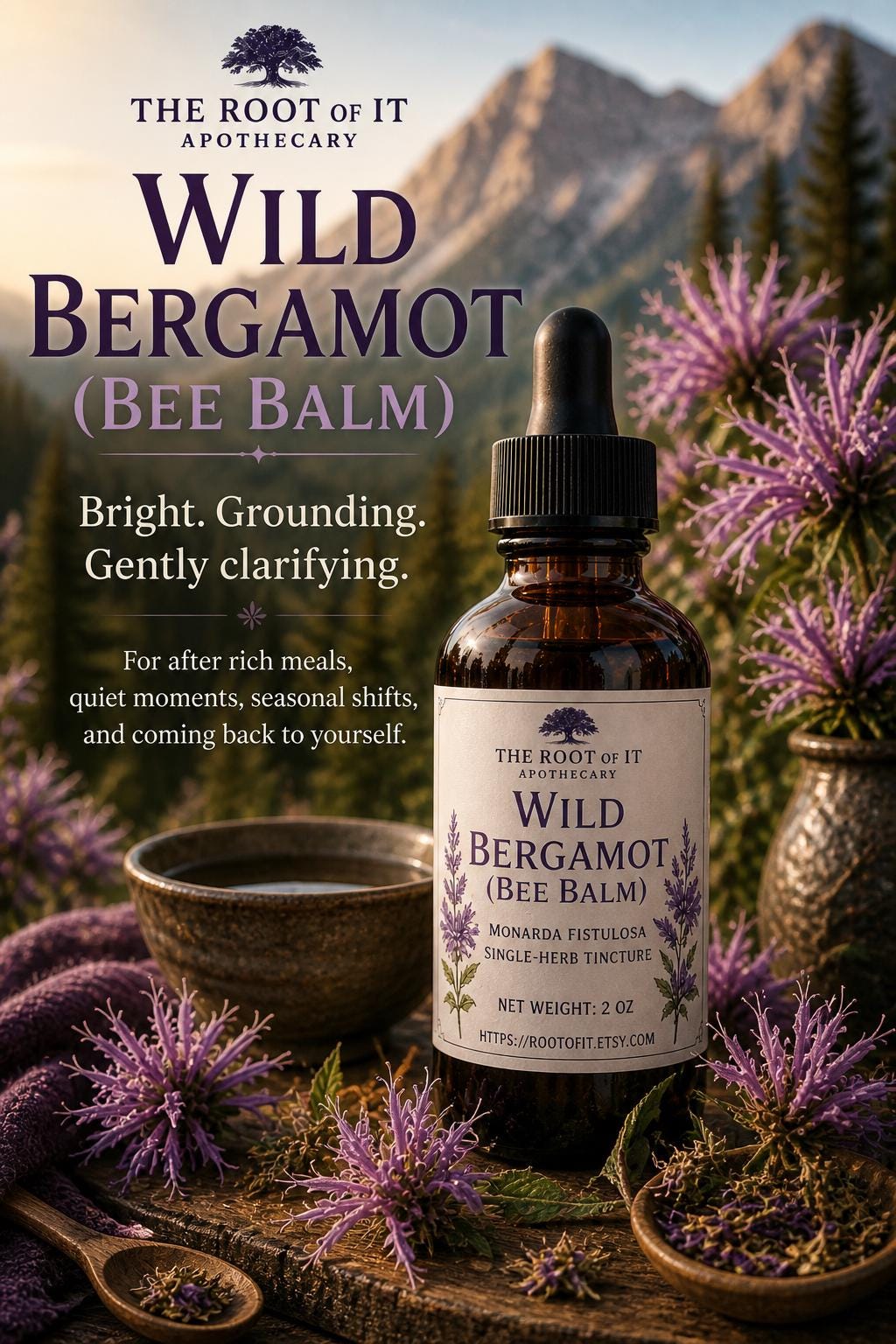 Wild Bergamot Tincture (Bee Balm) | Monarda Fistulosa | Single Herb & Small Batch Botanical Extract