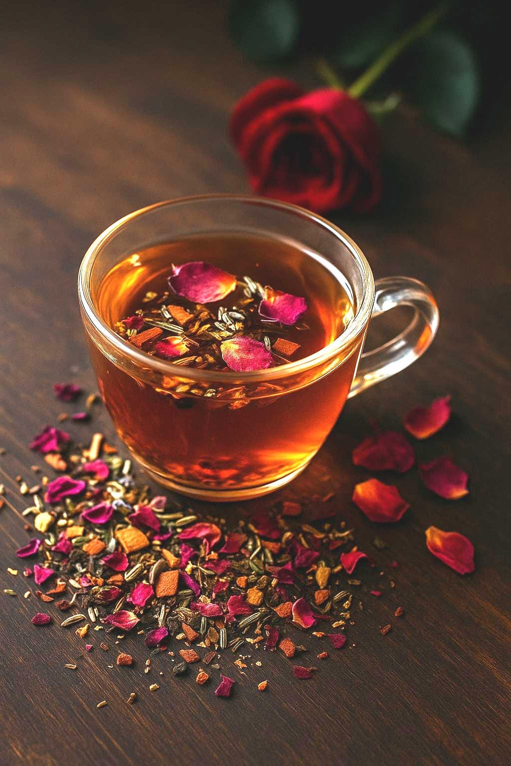Rose Tea for Relaxation & Connection | Damiana Herbal Tea Blend | Caffeine Free Floral Tea | Cozy Self Care Tea Gift